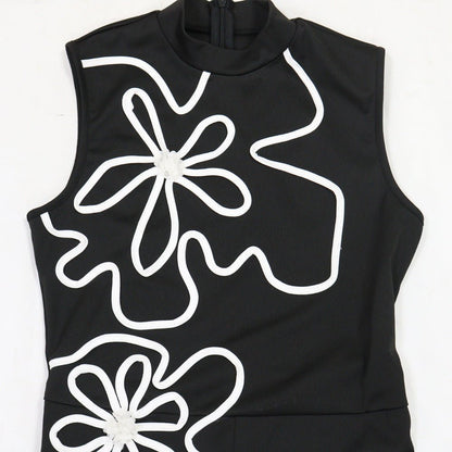Elegant Floral Design Sleeveless Jumpsuit - TayDiane