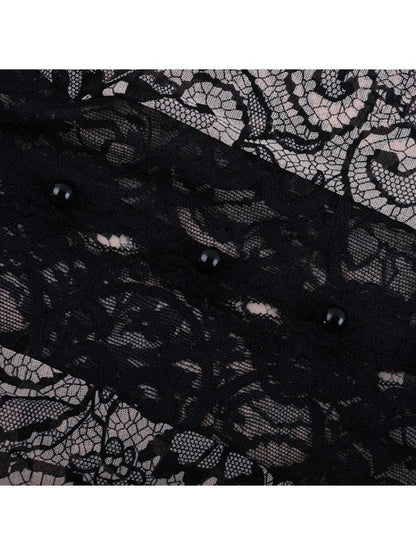 Elegant Lace Long - Sleeve Blouse - TayDiane