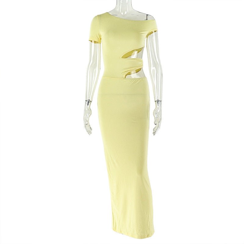 Elegant One - Shoulder Cutout Maxi Dress - Taydiane