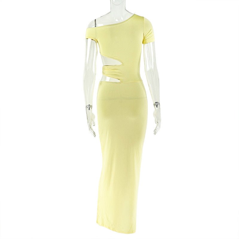 Elegant One - Shoulder Cutout Maxi Dress - Taydiane
