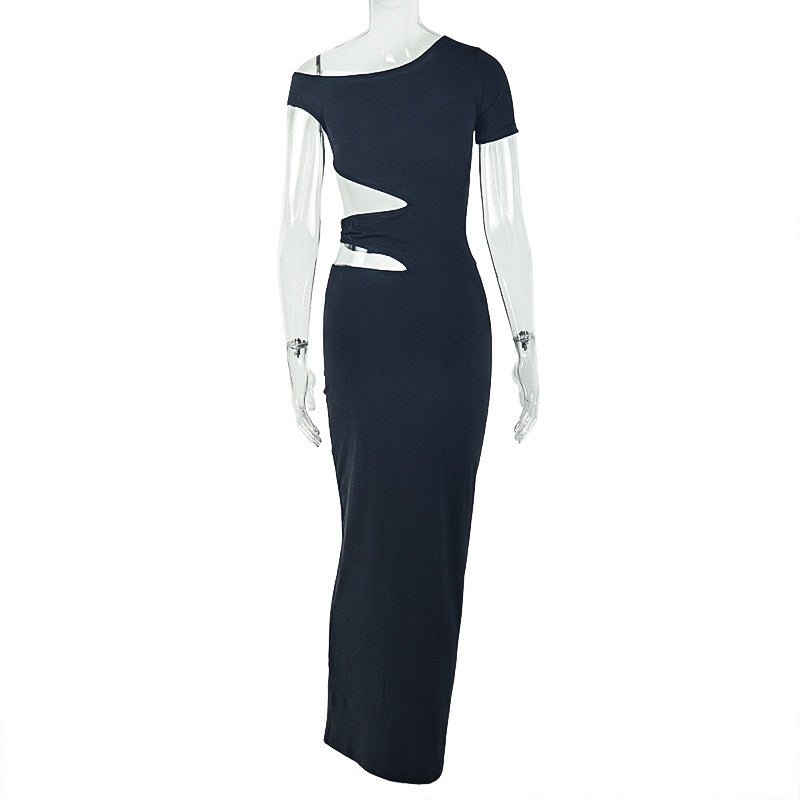 Elegant One - Shoulder Cutout Maxi Dress - Taydiane