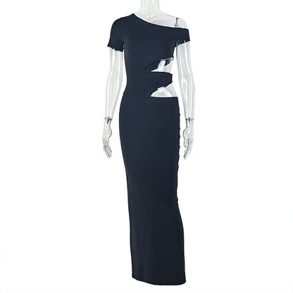 Elegant One - Shoulder Cutout Maxi Dress - Taydiane