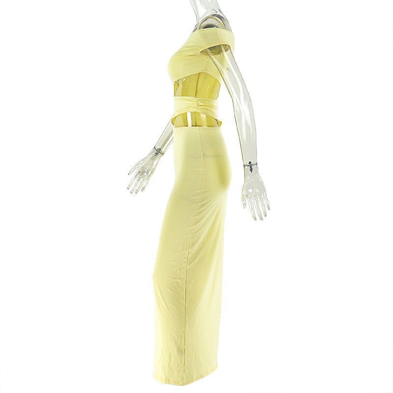 Elegant One - Shoulder Cutout Maxi Dress - Taydiane