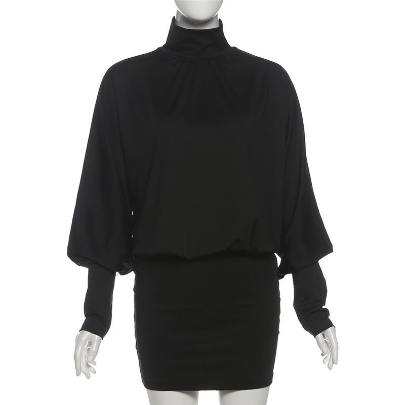Elegant Open Back Long Sleeve Mini Dress - Taydiane