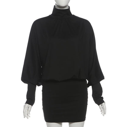 Elegant Open Back Long Sleeve Mini Dress - Taydiane