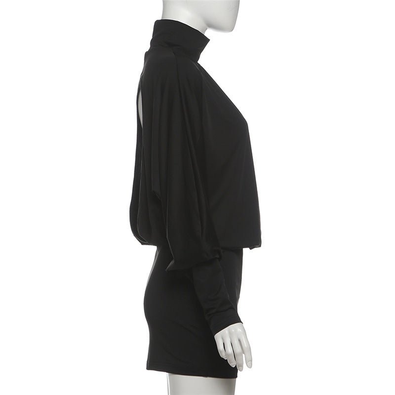 Elegant Open Back Long Sleeve Mini Dress - Taydiane