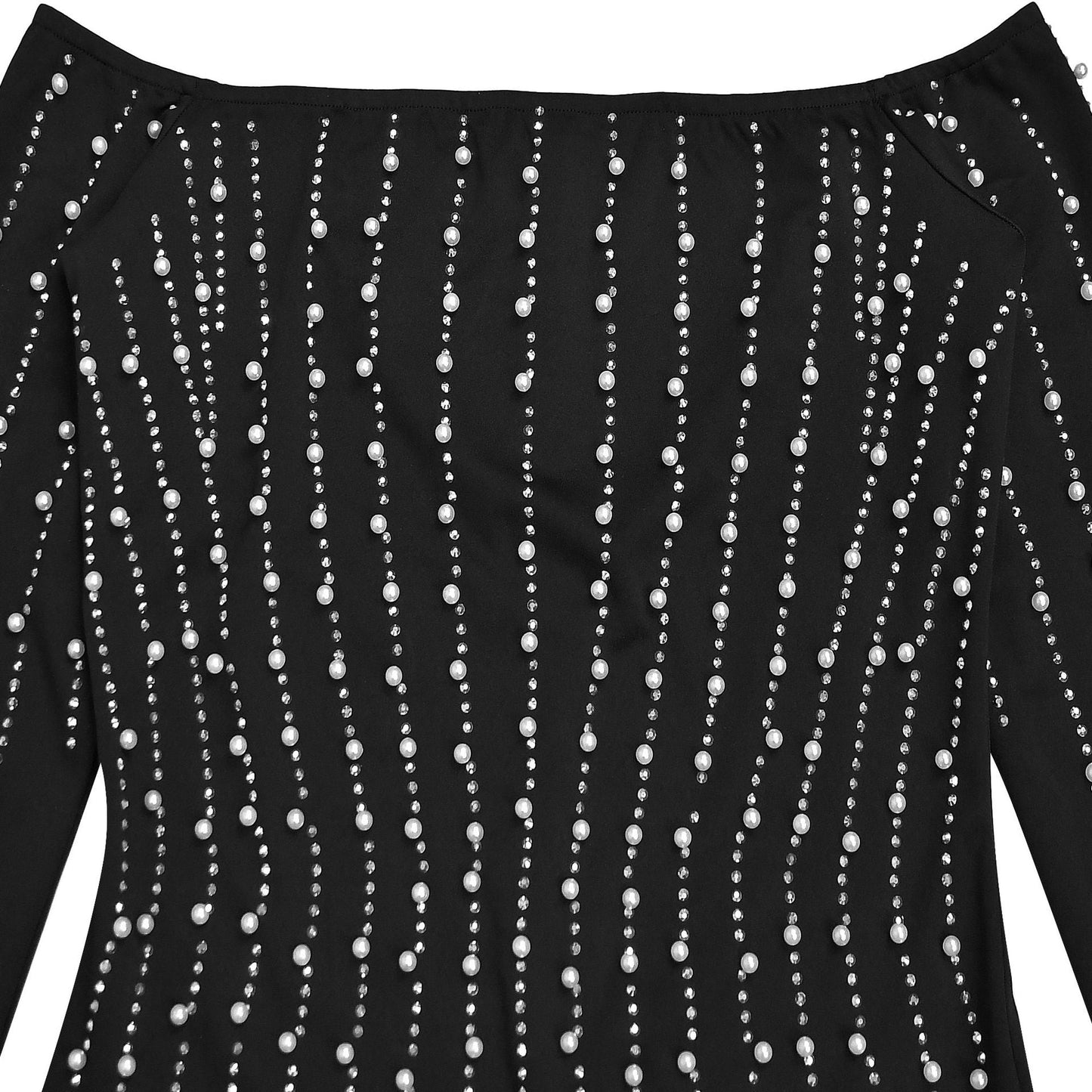 Elegant Pearl - Embellished Off - Shoulder Midi Dress - TayDiane