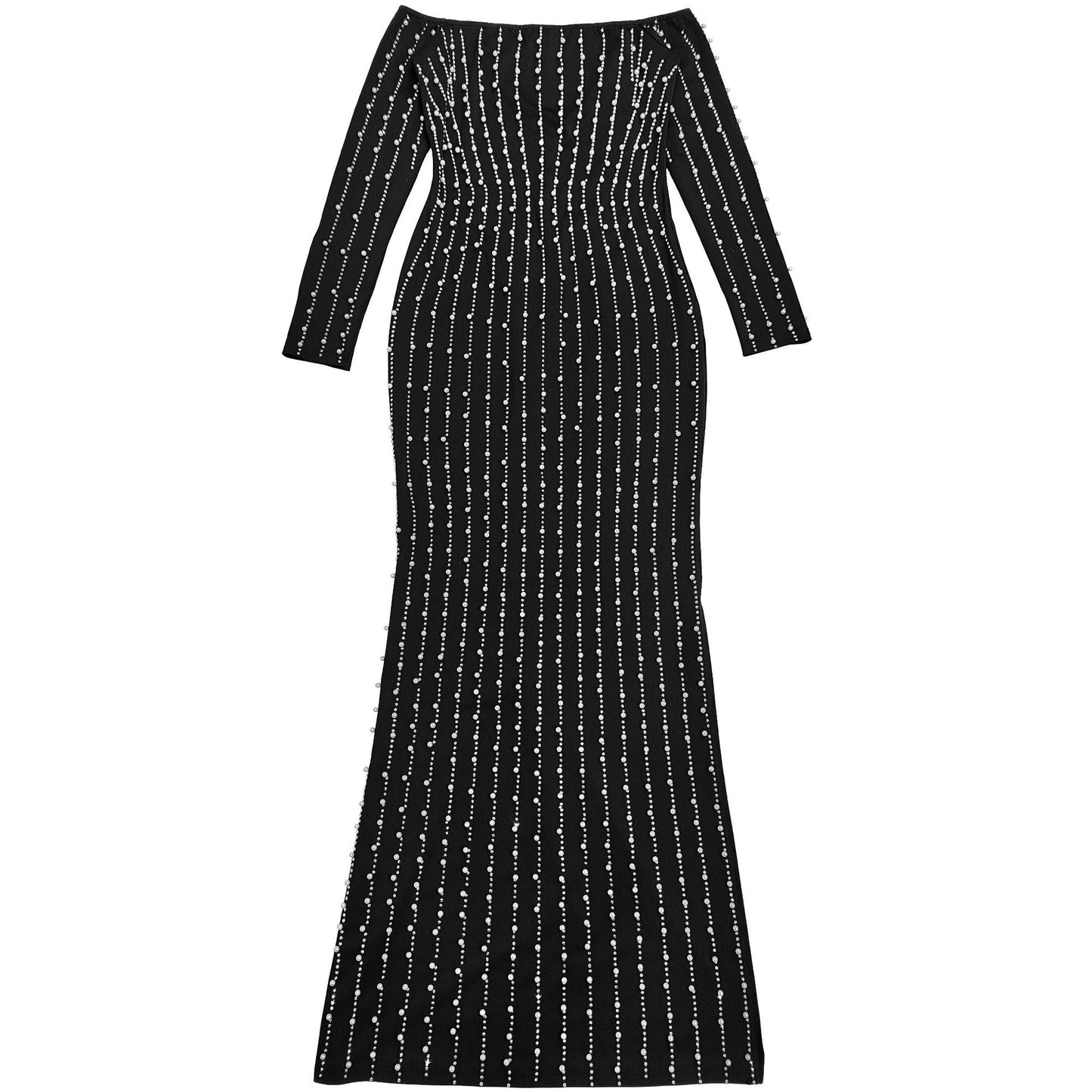 Elegant Pearl - Embellished Off - Shoulder Midi Dress - TayDiane