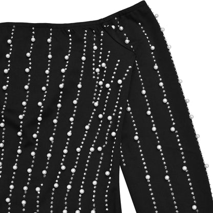 Elegant Pearl - Embellished Off - Shoulder Midi Dress - TayDiane