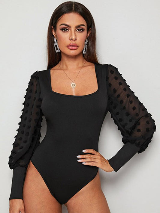 Elegant Sheer Sleeve Knit Bodysuit - TayDiane