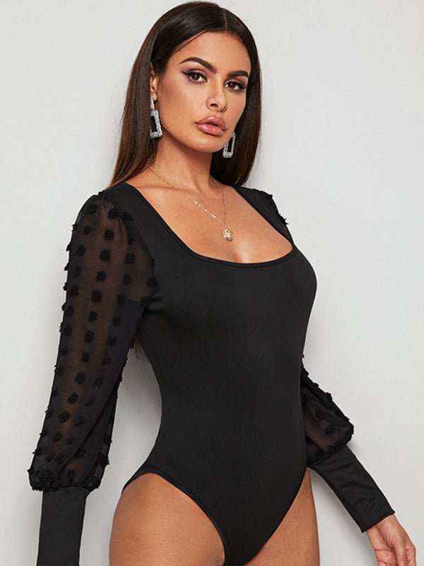 Elegant Sheer Sleeve Knit Bodysuit - TayDiane