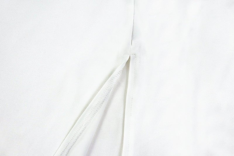 Elegant Tie Black & White Maxi Dress - TayDiane