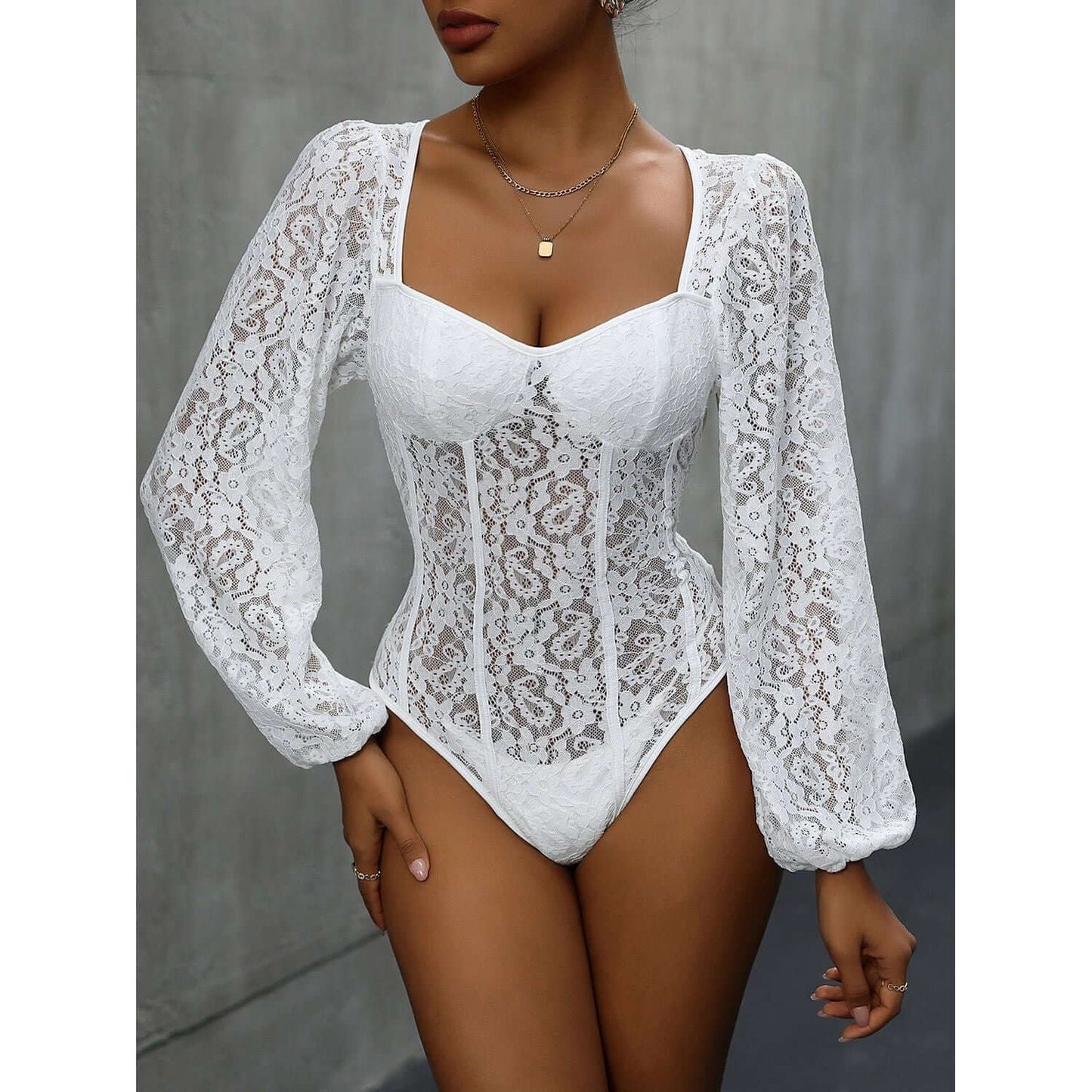 Backless Lace Long Sleeve Bodysuit