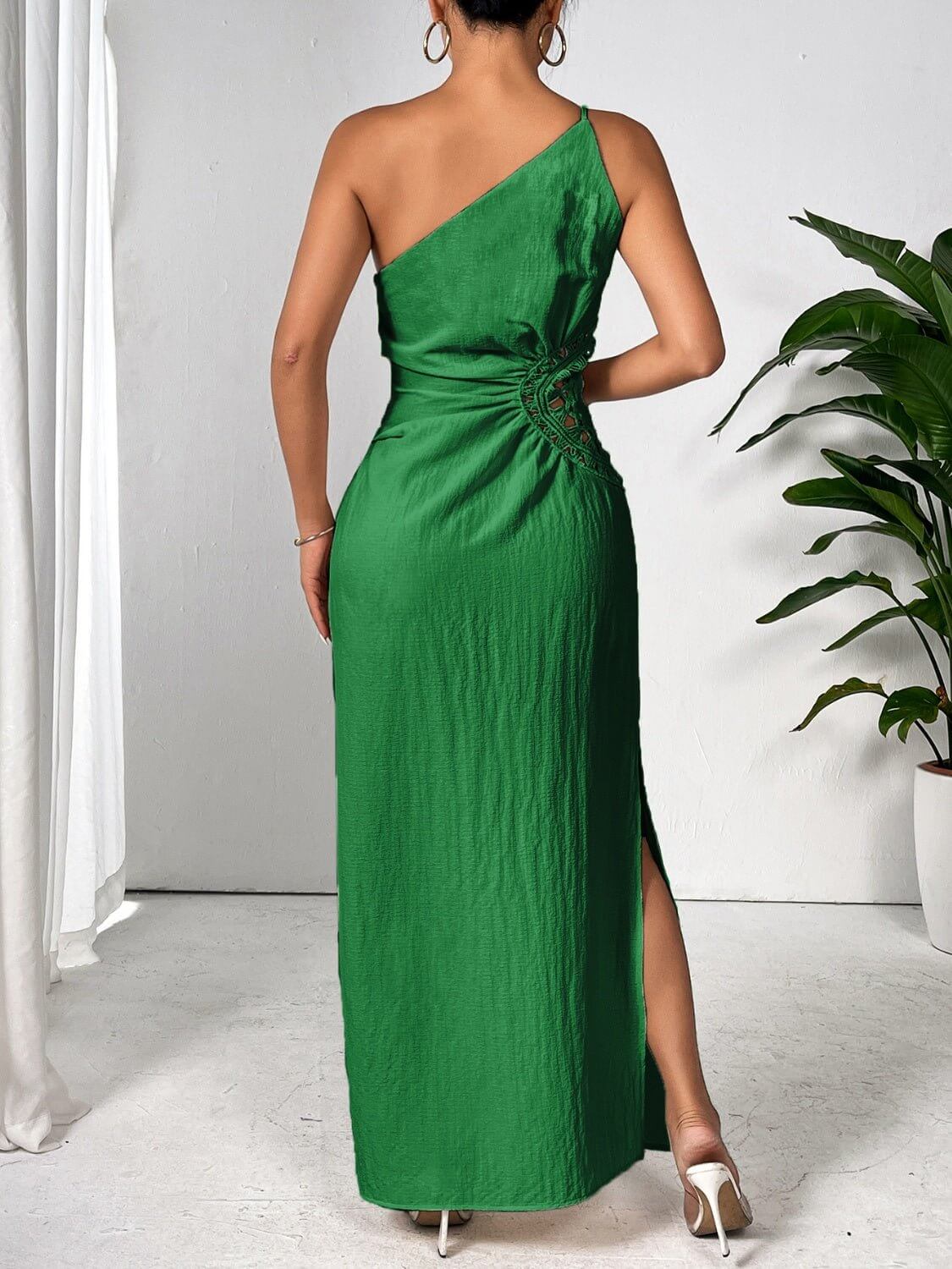 Slit One Shoulder Maxi Dress