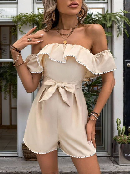 Tied Waist Ruffled Romper