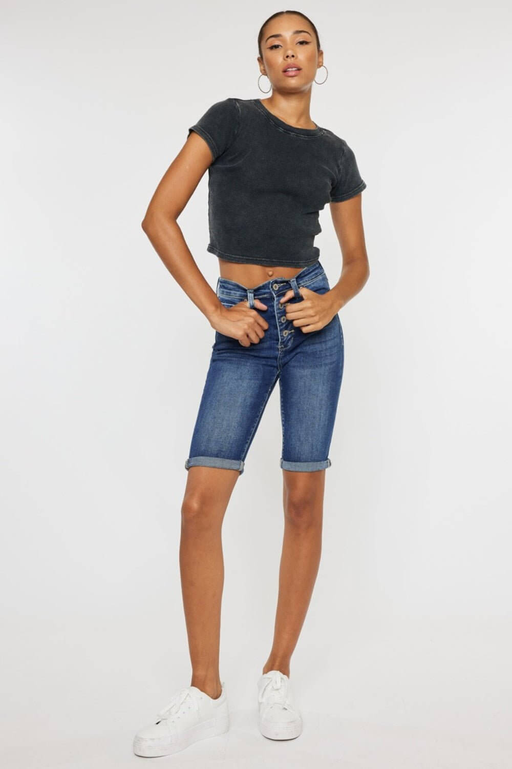 Button Fly Denim Shorts