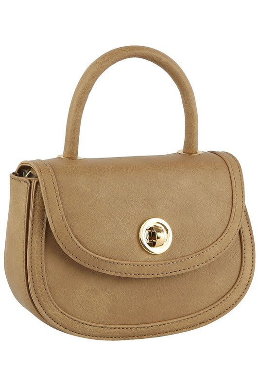 Fashion Twist Lock Flap Saddle Satchel - TayDiane