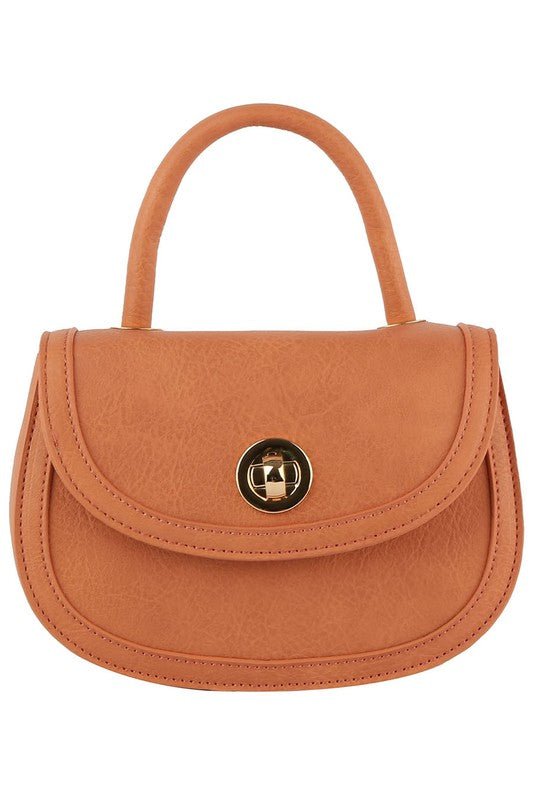 Fashion Twist Lock Flap Saddle Satchel - TayDiane