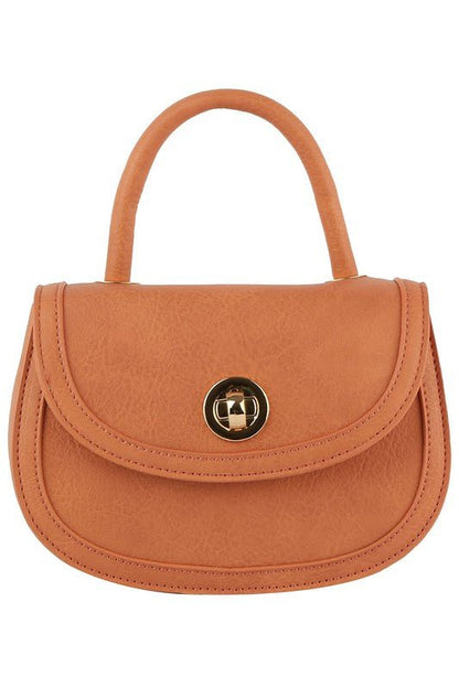 Fashion Twist Lock Flap Saddle Satchel - TayDiane