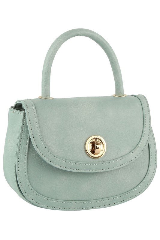 Fashion Twist Lock Flap Saddle Satchel - TayDiane