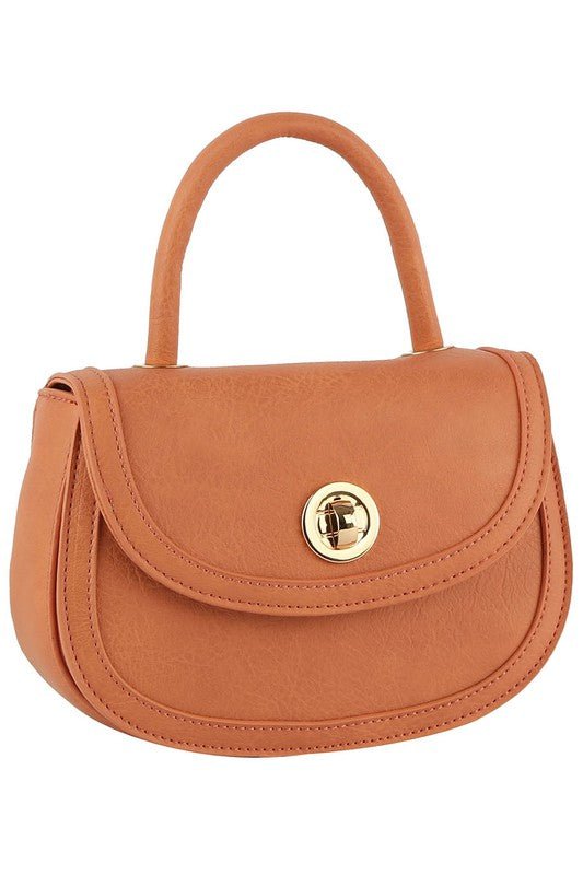 Fashion Twist Lock Flap Saddle Satchel - TayDiane