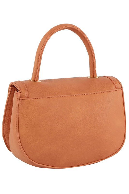 Fashion Twist Lock Flap Saddle Satchel - TayDiane