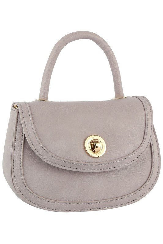 Fashion Twist Lock Flap Saddle Satchel - TayDiane