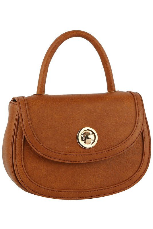 Fashion Twist Lock Flap Saddle Satchel - TayDiane