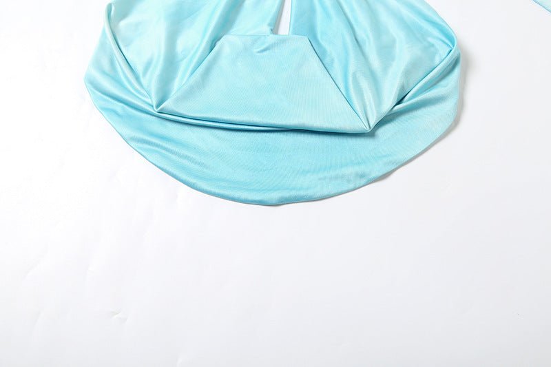 Fashionable Women Clothing Halter Swing Collar Hollow Out Cutout Shell Metal Buckle Solid Color Sexy Top - TayDiane