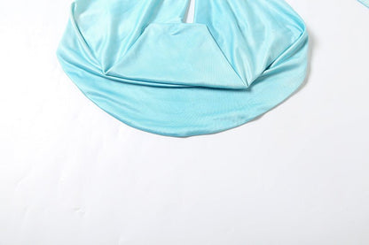 Fashionable Women Clothing Halter Swing Collar Hollow Out Cutout Shell Metal Buckle Solid Color Sexy Top - TayDiane