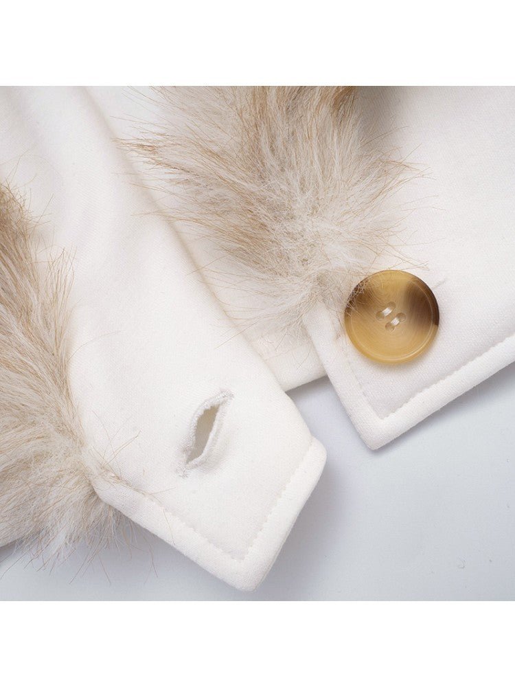 Faux Fur Collar Cropped Wrap Jacket - TayDiane