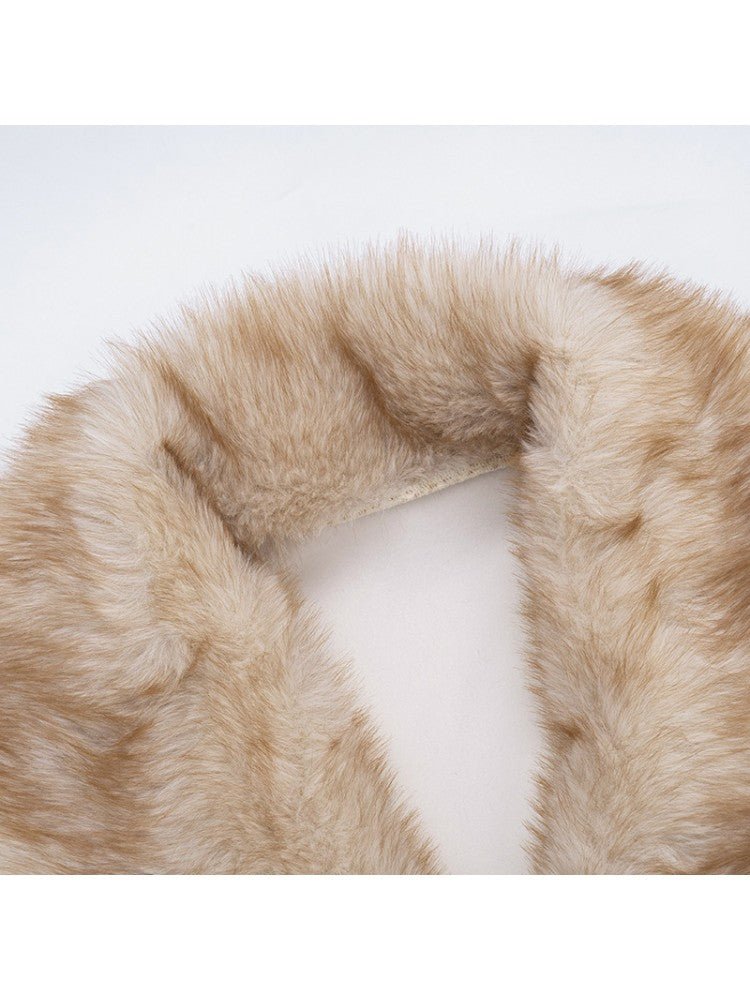 Faux Fur Collar Cropped Wrap Jacket - TayDiane