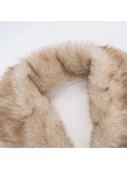 Faux Fur Collar Cropped Wrap Jacket - TayDiane