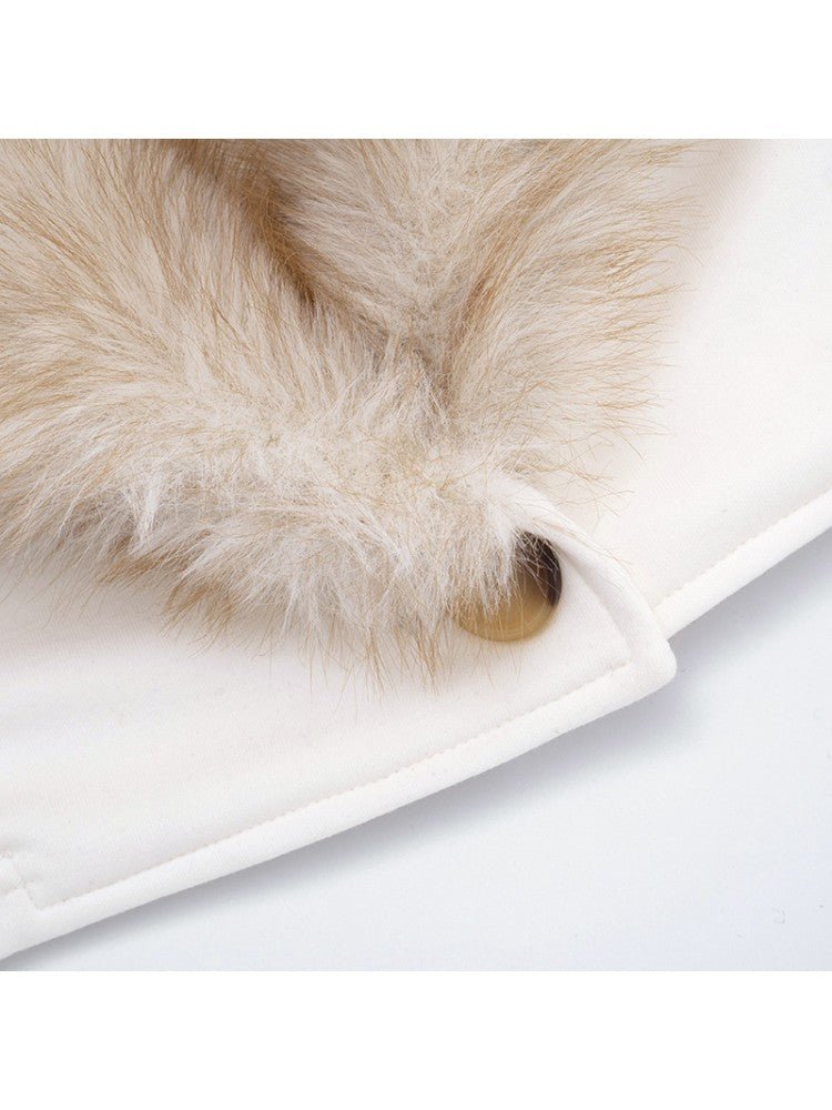 Faux Fur Collar Cropped Wrap Jacket - TayDiane