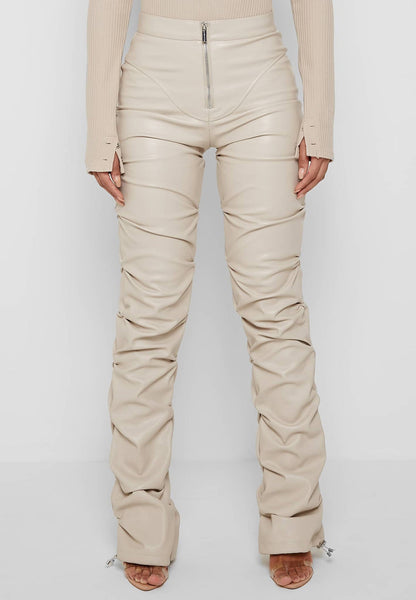 Faux Leather High - Rise Bootcut Pants - TayDiane
