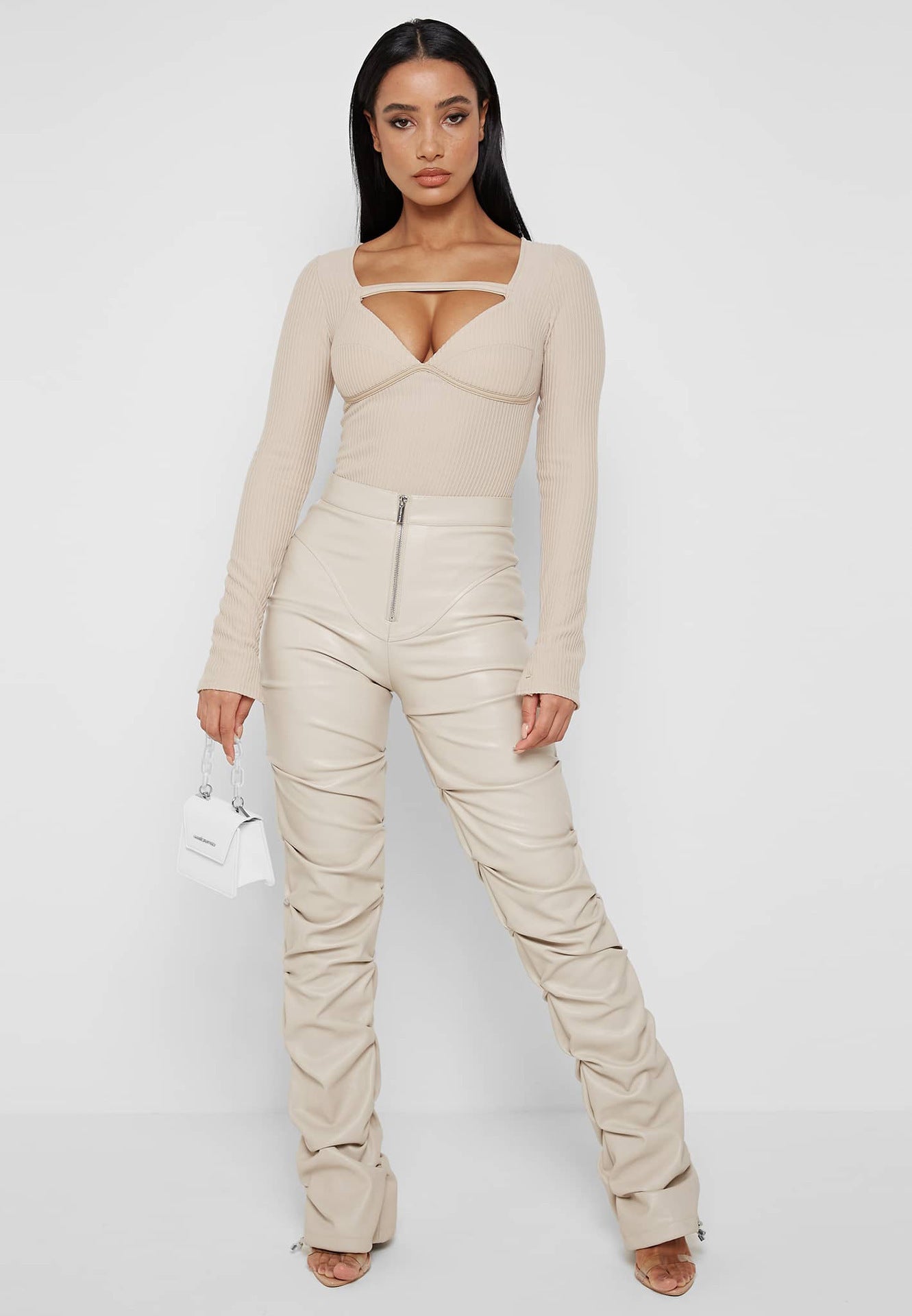 Faux Leather High - Rise Bootcut Pants - TayDiane