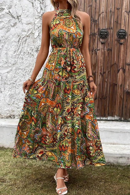 Tied Floral Sleeveless Maxi Dress