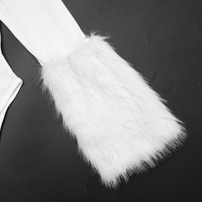 Feather Cuff Mock Neck Bodysuit - Taydiane