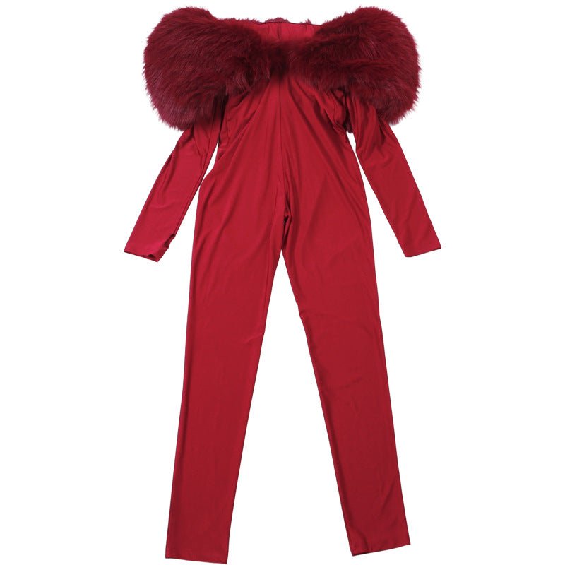 Feather Fantasy Off - Shoulder Cutout Jumpsuit - TayDiane