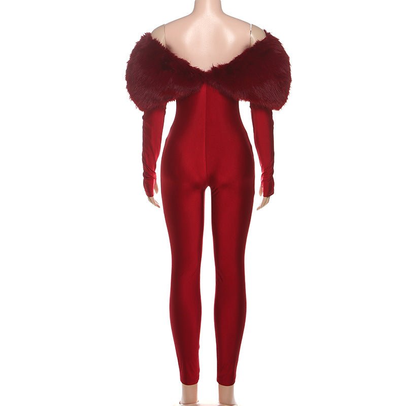 Feather Fantasy Off - Shoulder Cutout Jumpsuit - TayDiane