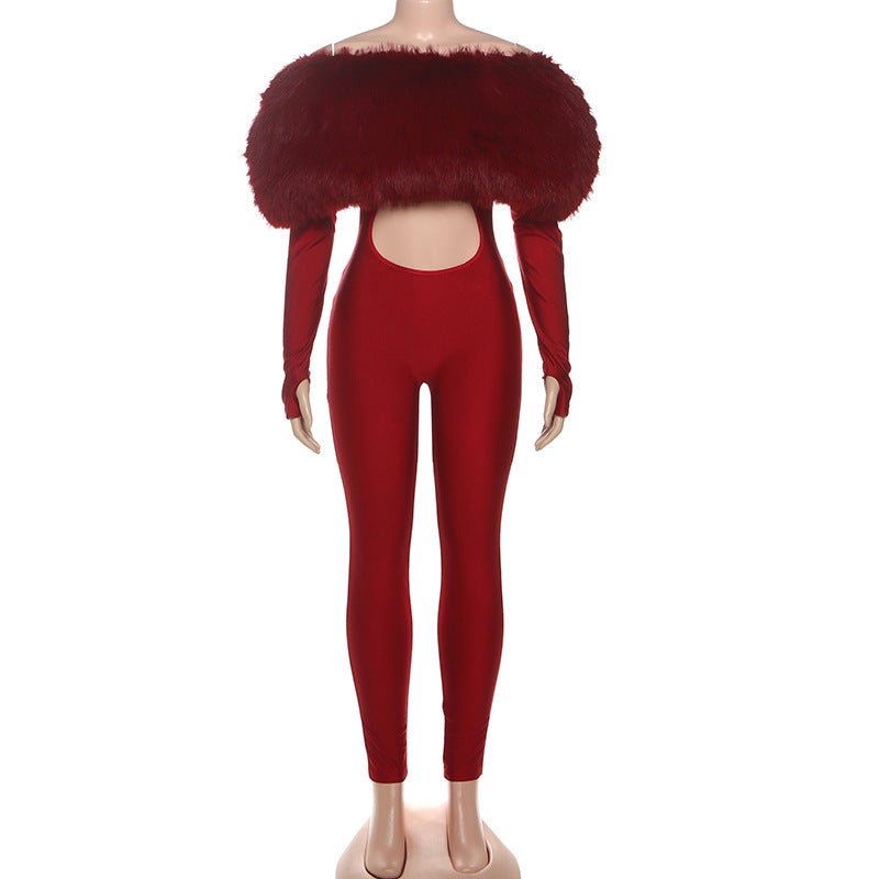 Feather Fantasy Off - Shoulder Cutout Jumpsuit - TayDiane