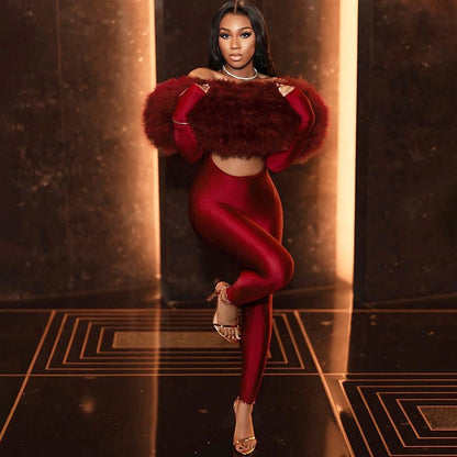 Feather Fantasy Off - Shoulder Cutout Jumpsuit - TayDiane