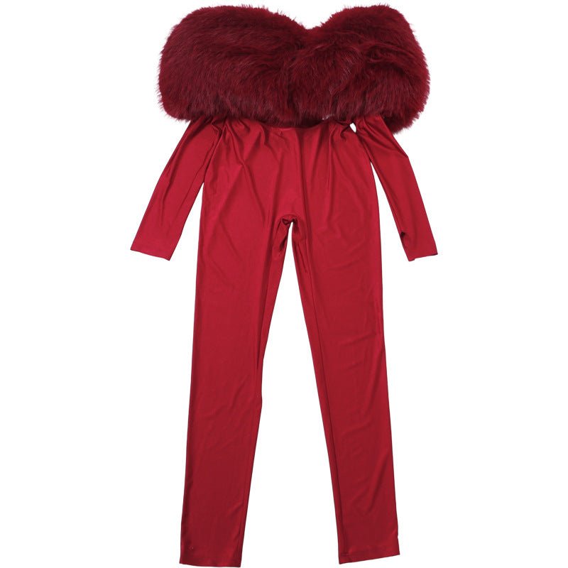 Feather Fantasy Off - Shoulder Cutout Jumpsuit - TayDiane