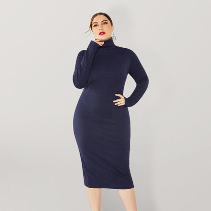 FF Knit Turtleneck Long Sleeve Dress - TayDiane