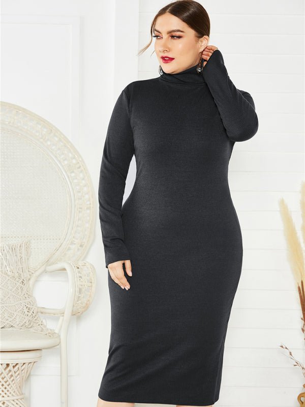 FF Knit Turtleneck Long Sleeve Dress - TayDiane