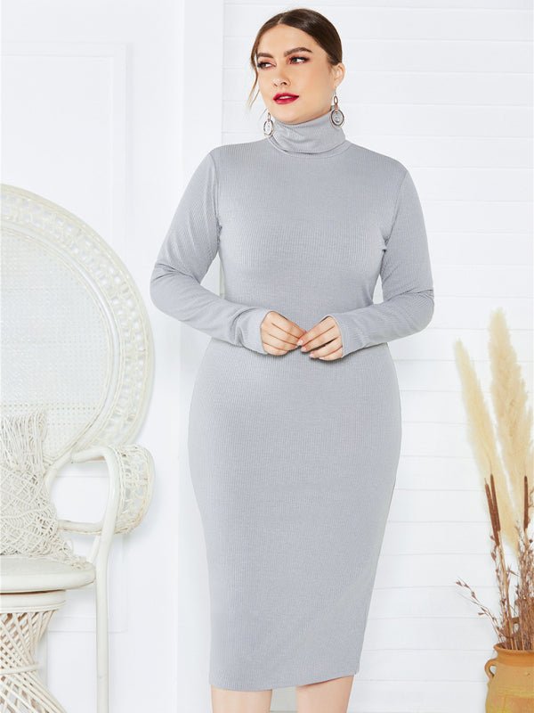 FF Knit Turtleneck Long Sleeve Dress - TayDiane