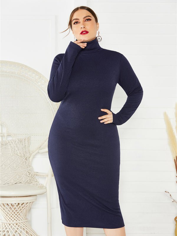 FF Knit Turtleneck Long Sleeve Dress - TayDiane