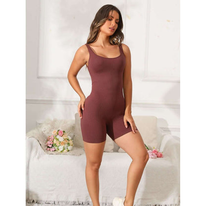 Scoop Neck Wide Strap Active Romper