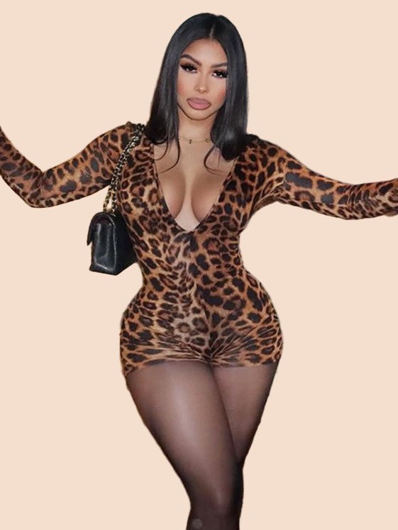 Fierce Nights Leopard Print Romper - TayDiane