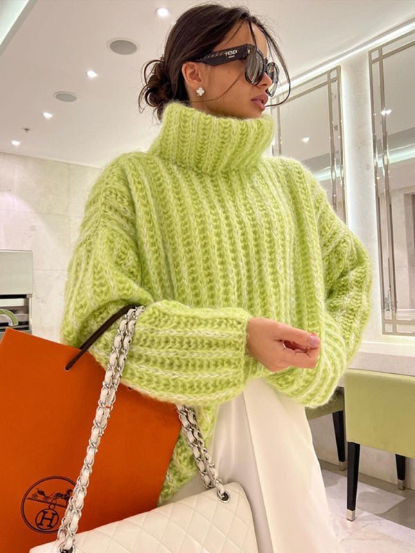 Fluffy Long Sleeve Pullover Sweater - TayDiane